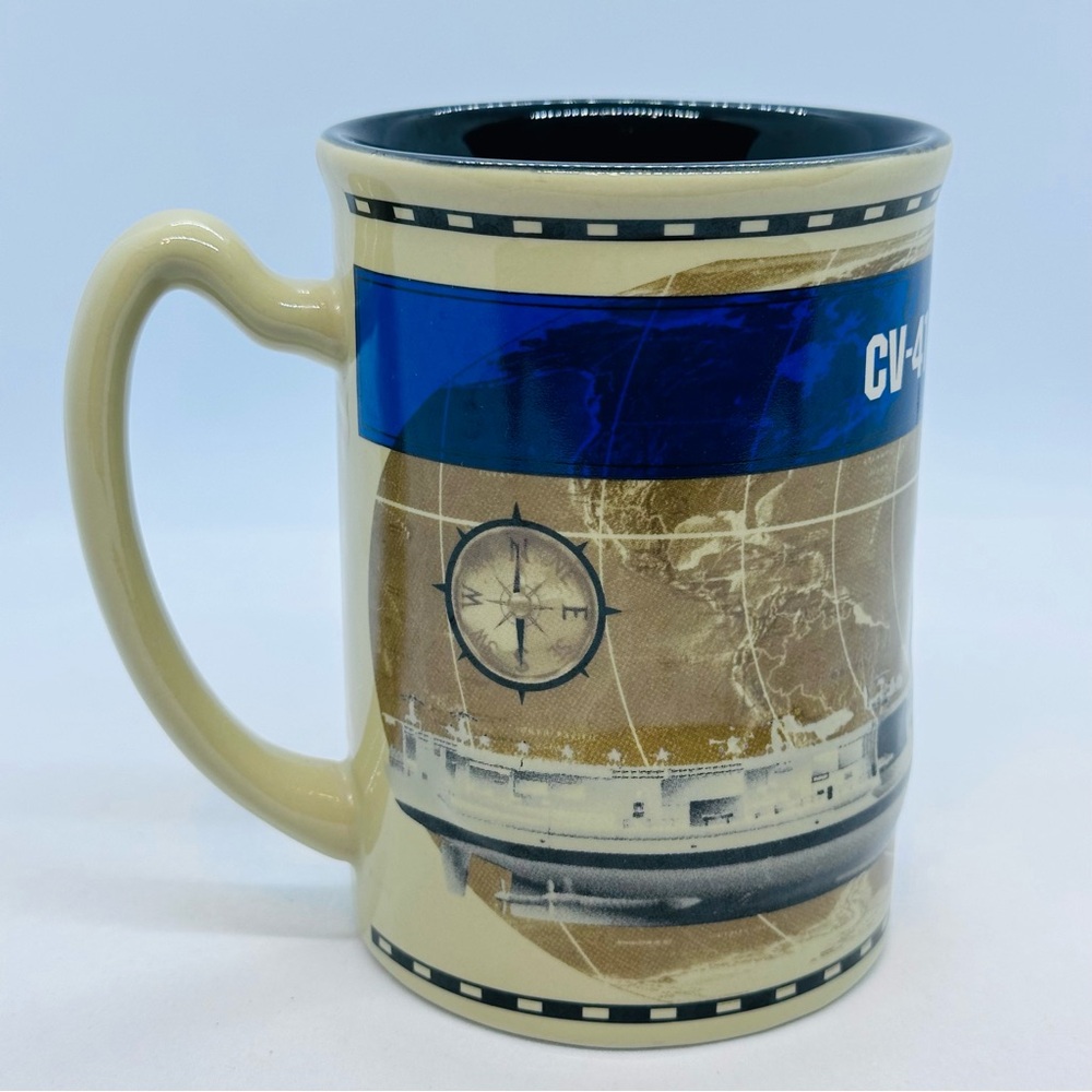 CV-41 USS Midway Aircraft Carrier Coffee Mug Cup Ceramic Black Inside **READ**